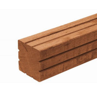 AV Hardhouten paal geschaafd met V-groef gepunt, 6,5 x 6,5 x 275 cm
