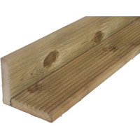 Grenen geprofileerd vlonderplank, 1 zijde grof profiel 1 zijde glad, 2,8 x 14,5 x 300 cm, groen geïmpregneerd