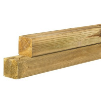 Grenen geschaafde paal 6,8 x 6,8 x 300 cm, zonder diamantkop, groen geïmpregneerd