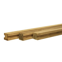 Grenen sleufpaal 8,8 x 8,8 x 270 cm. tbv 28 mm profielplanken tussenpaal groen geïmpregneerd