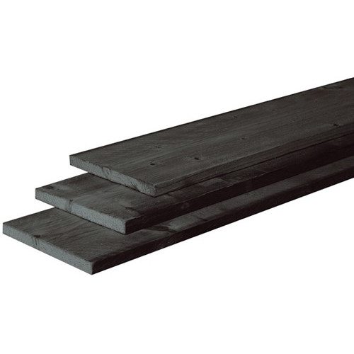 Douglas fijnbezaagde plank 2,2 x 20 x 300 cm, zwart gedompeld