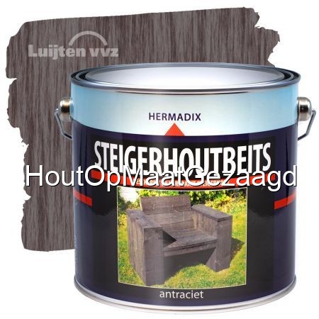 verbrand Ontwarren Bezit Hermadix steigerhoutbeits antraciet 2,5L - HoutOpMaatGezaagd.nl