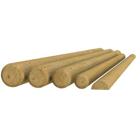Ronde paal voor tuin 6 x75 cm, 1 zijde gepunt