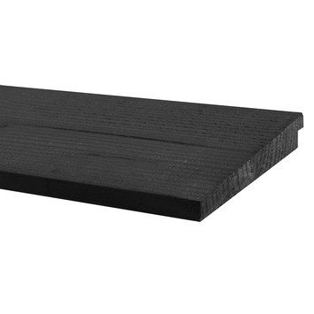 Zweeds rabatdeel douglas 1,1-2,7 x 19,5 x 300 cm, 1 zijde geschaafd & 1 zijde fijnbezaagd, zwart gedompeld